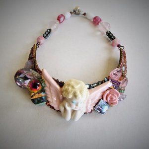 Wendy Gell Vintage Choker with Porcelain Cherub